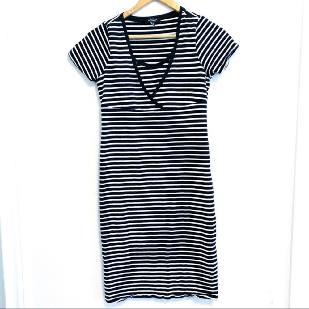 New Look Maternity Black and White Striped Nursing Dress